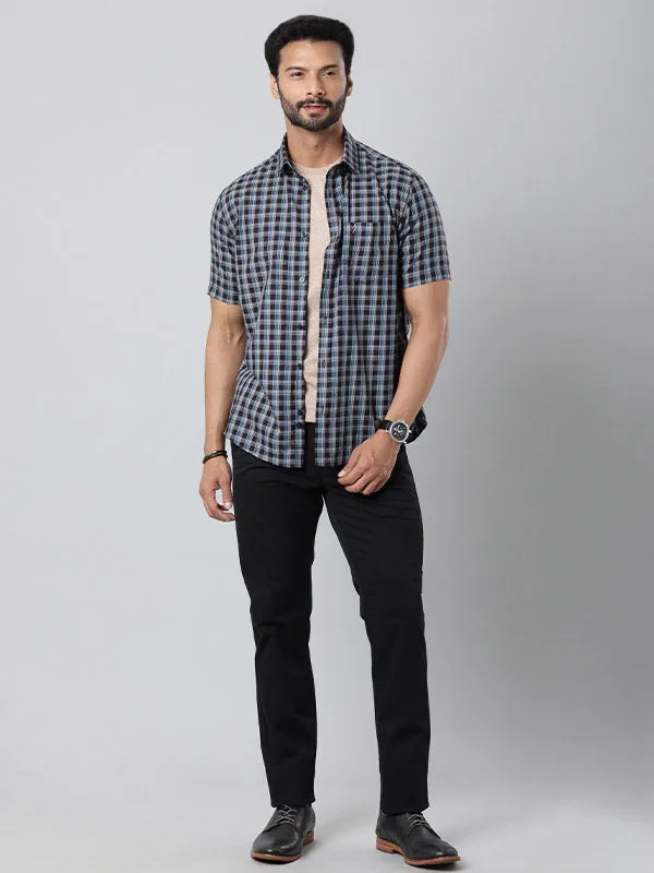 Men Checked Half Sleeve Cotton Shirt