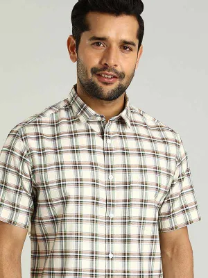 Men Checked Half Sleeve Cotton Shirt