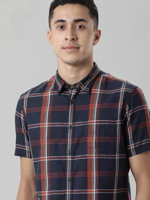 Men Checked Half Sleeve Cotton Shirt