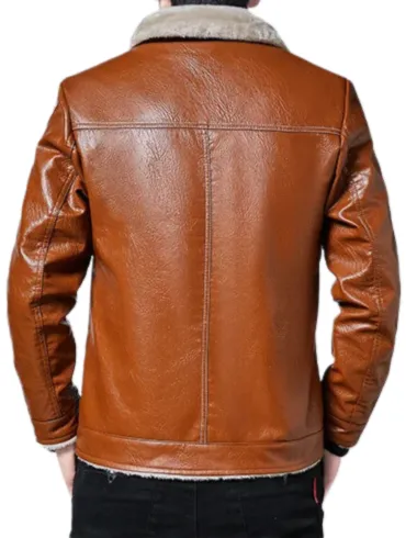 Men Fashion Leather Jacket Slim Fit fur Collar Jacket Male Motorcycle Zipper Jackets Men fleece and warm winter jackets