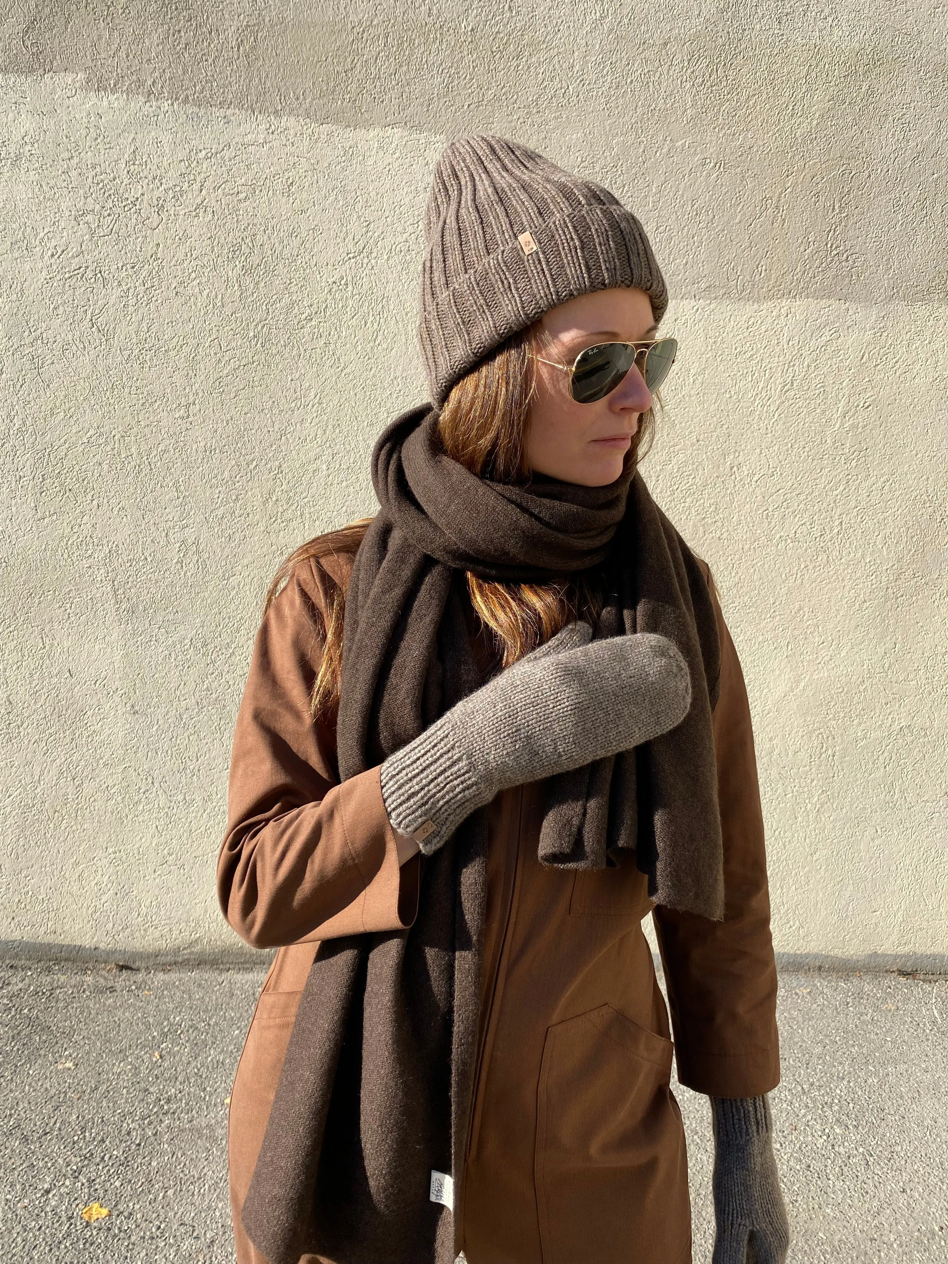 Merino Thick Rib Hat in Nutmeg Brown