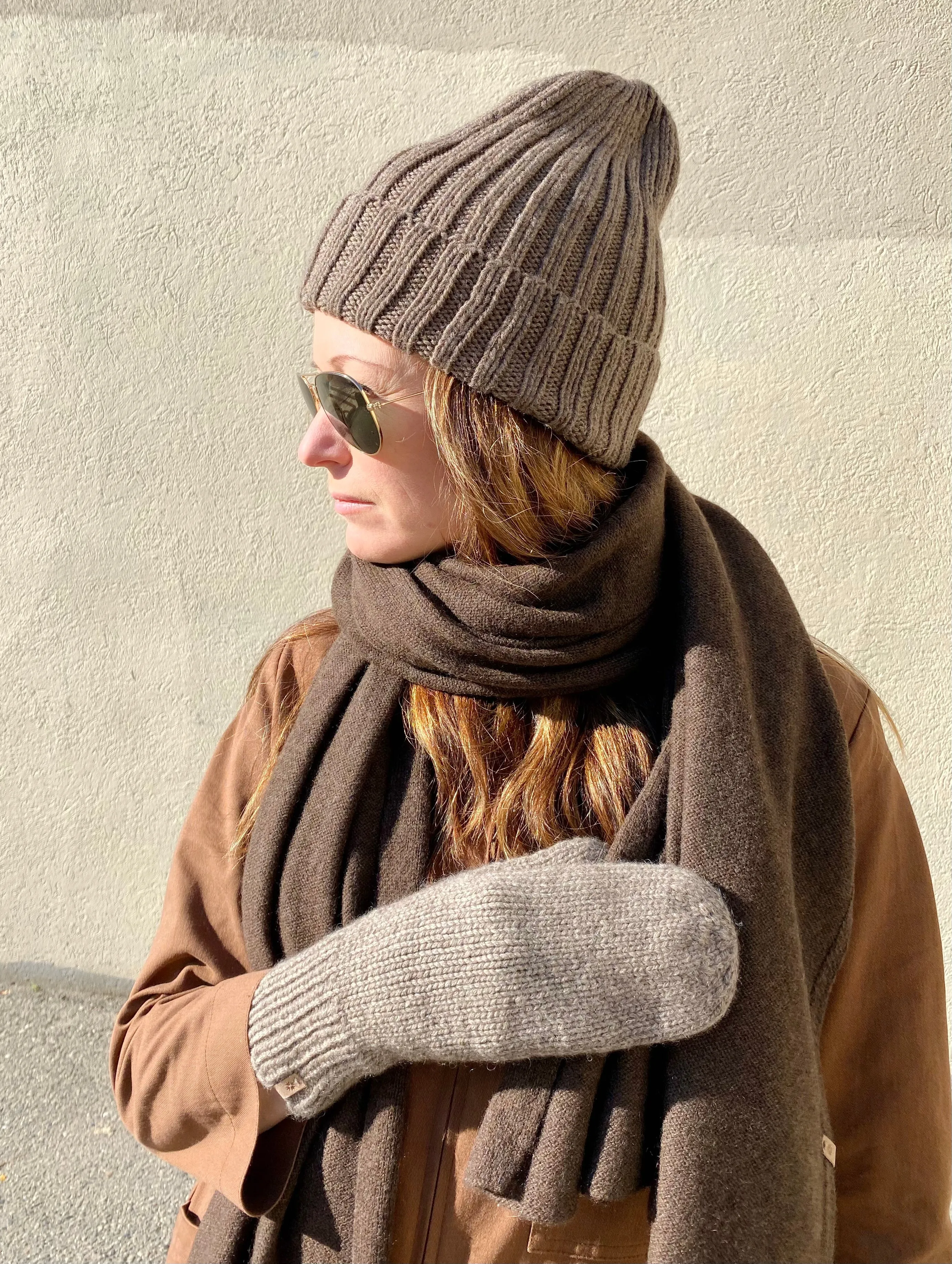 Merino Thick Rib Hat in Nutmeg Brown