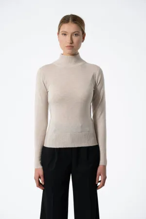 Merino Turtleneck in Almond White