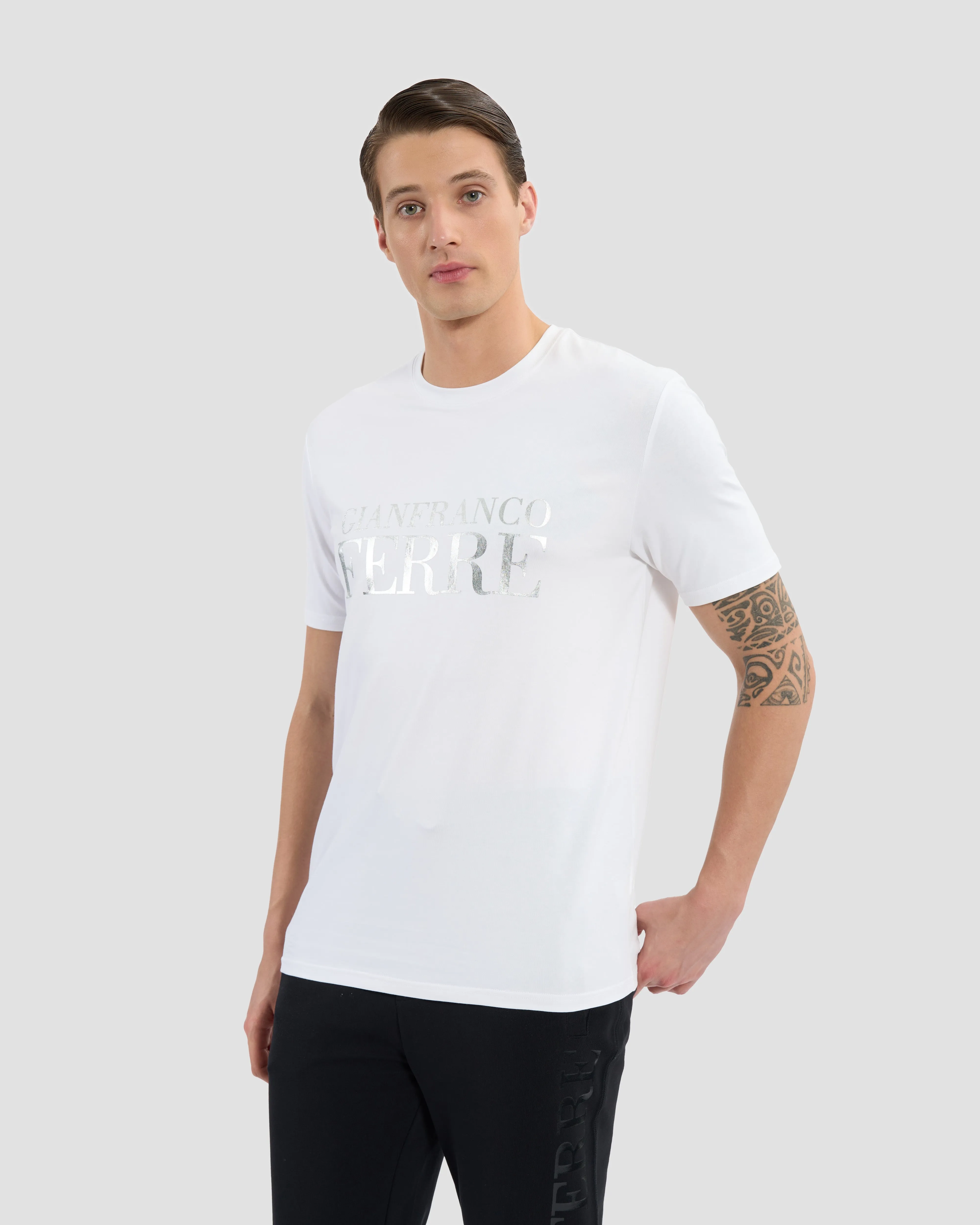 Metallic Brand Print Front T-Shirt