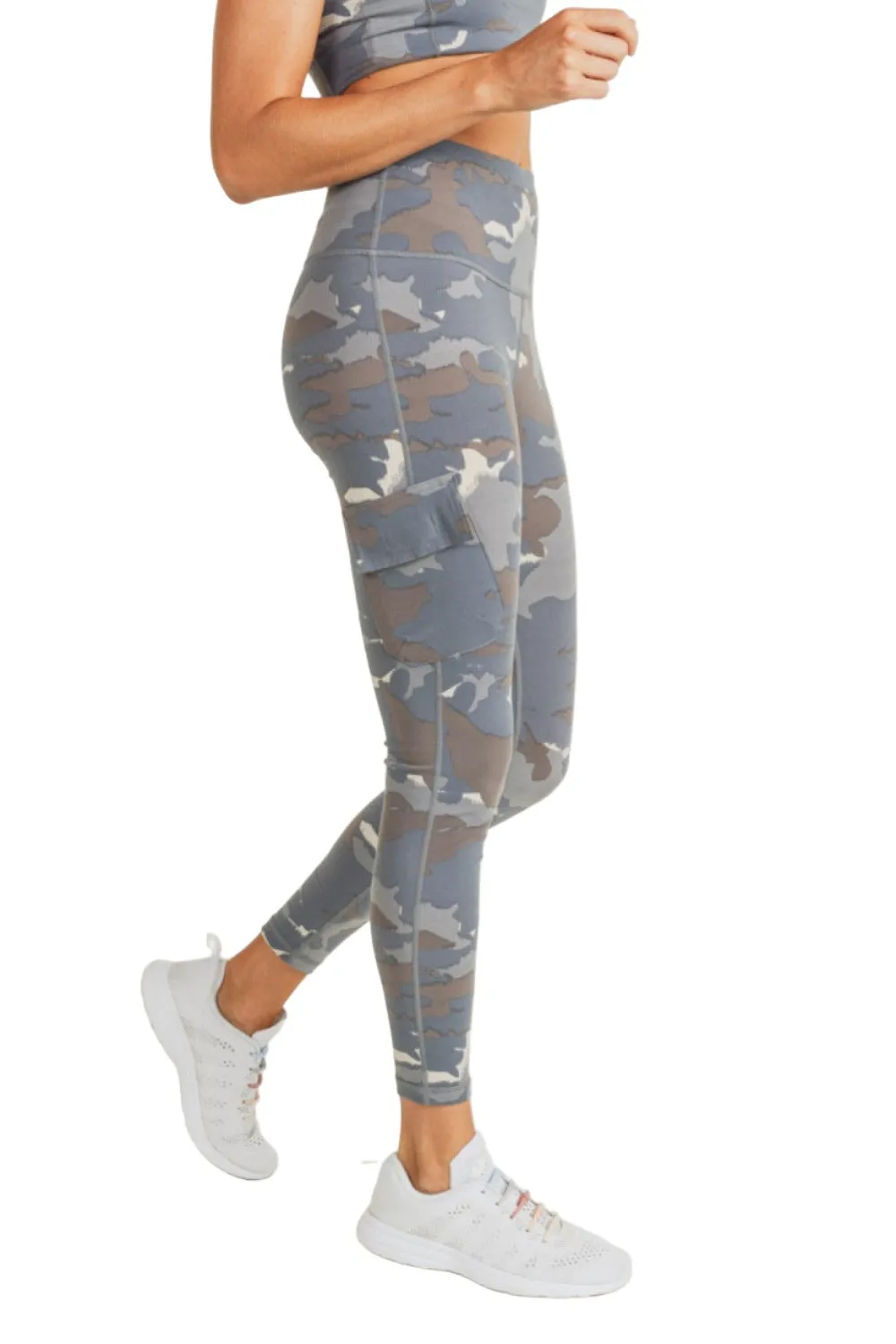 Mono B Blue Tundra Camo Cargo Hybrid High-Waisted Leggings APH2988 and Plus