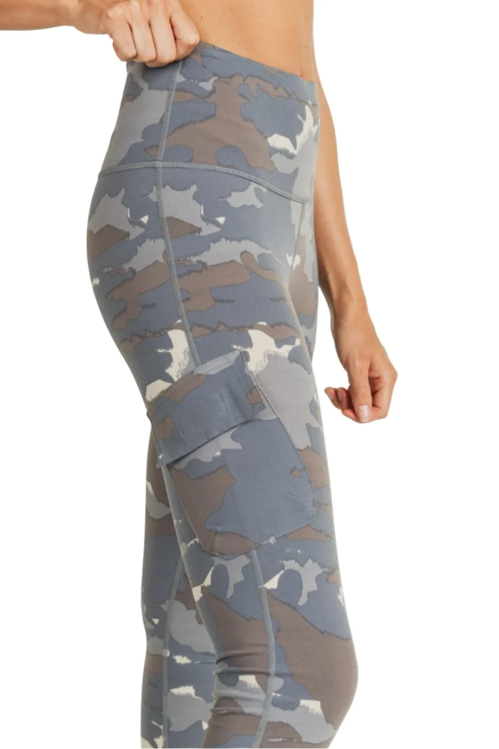 Mono B Blue Tundra Camo Cargo Hybrid High-Waisted Leggings APH2988 and Plus