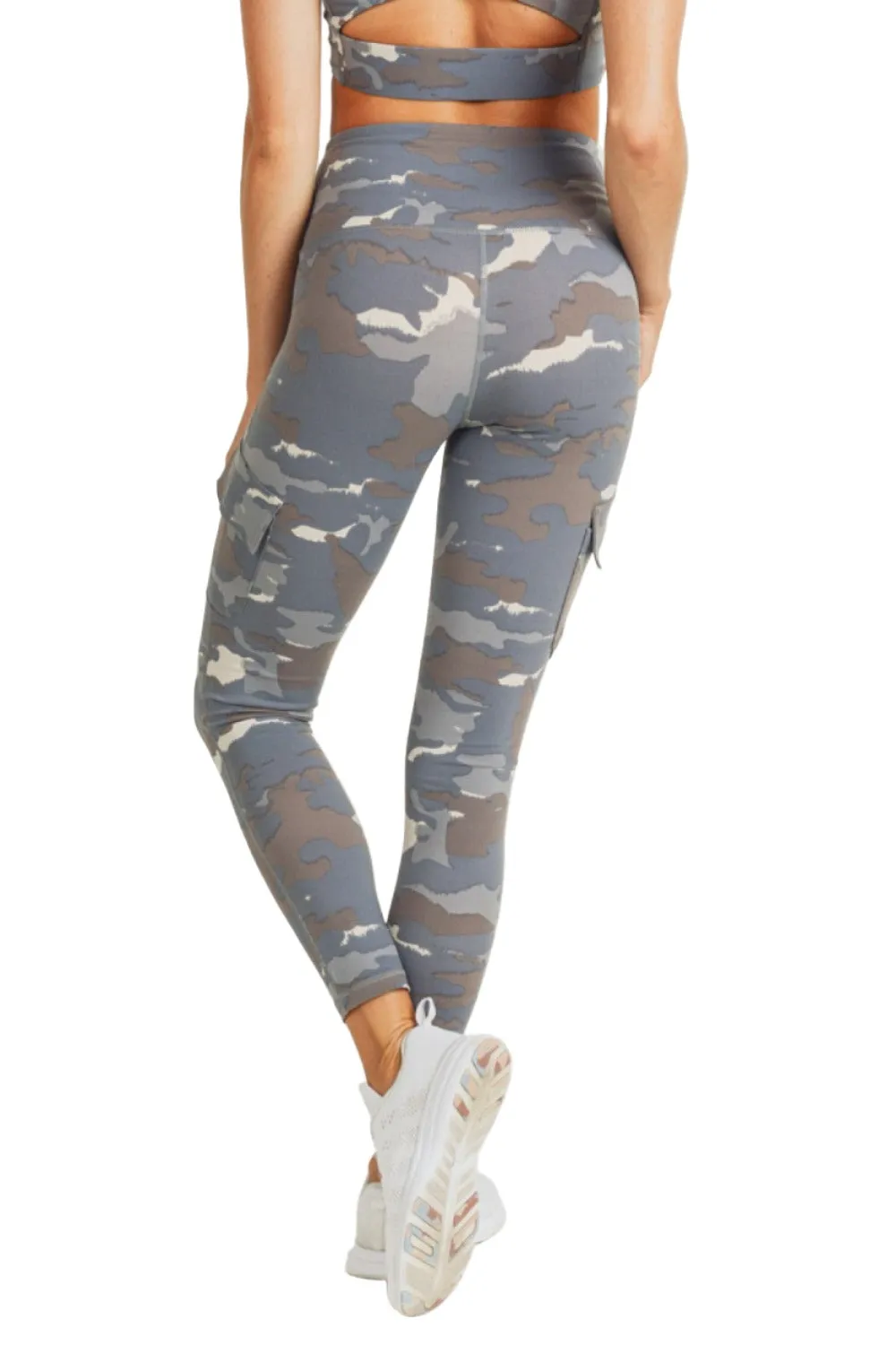 Mono B Blue Tundra Camo Cargo Hybrid High-Waisted Leggings APH2988 and Plus