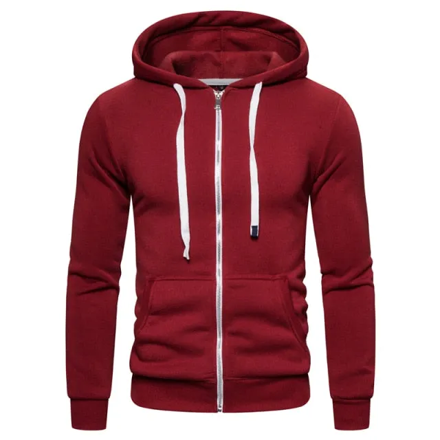 New Autumn/Winter  Men's Cotton Hooded Zippered Sweatshirts