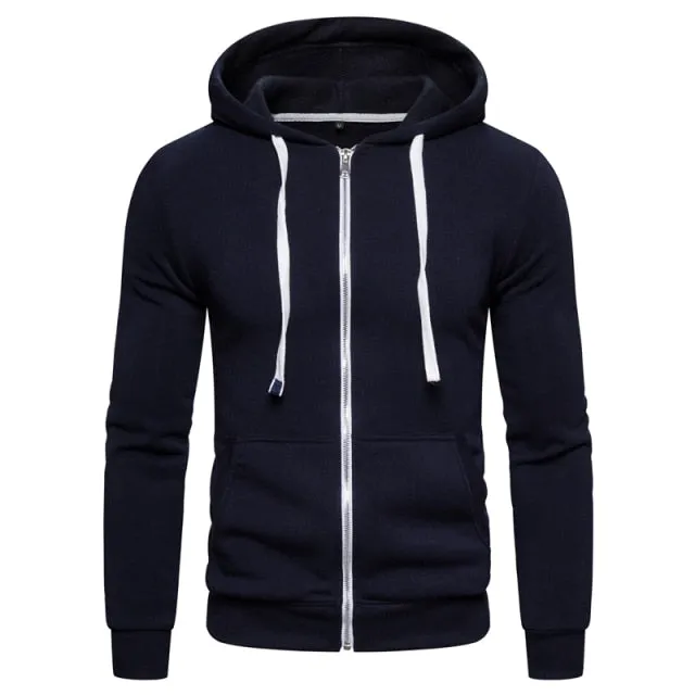 New Autumn/Winter  Men's Cotton Hooded Zippered Sweatshirts