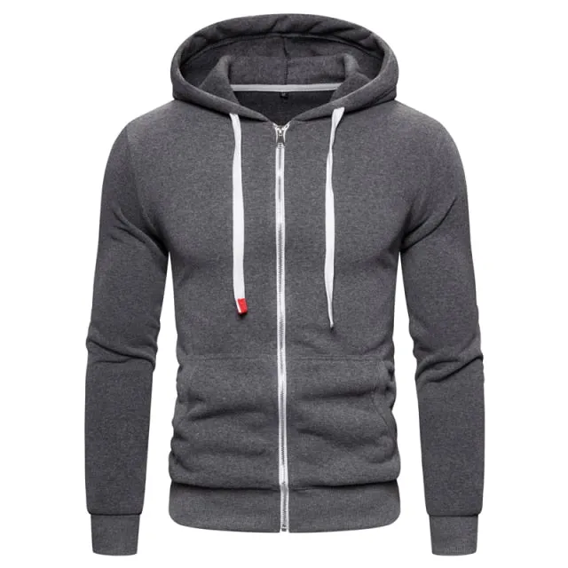 New Autumn/Winter  Men's Cotton Hooded Zippered Sweatshirts