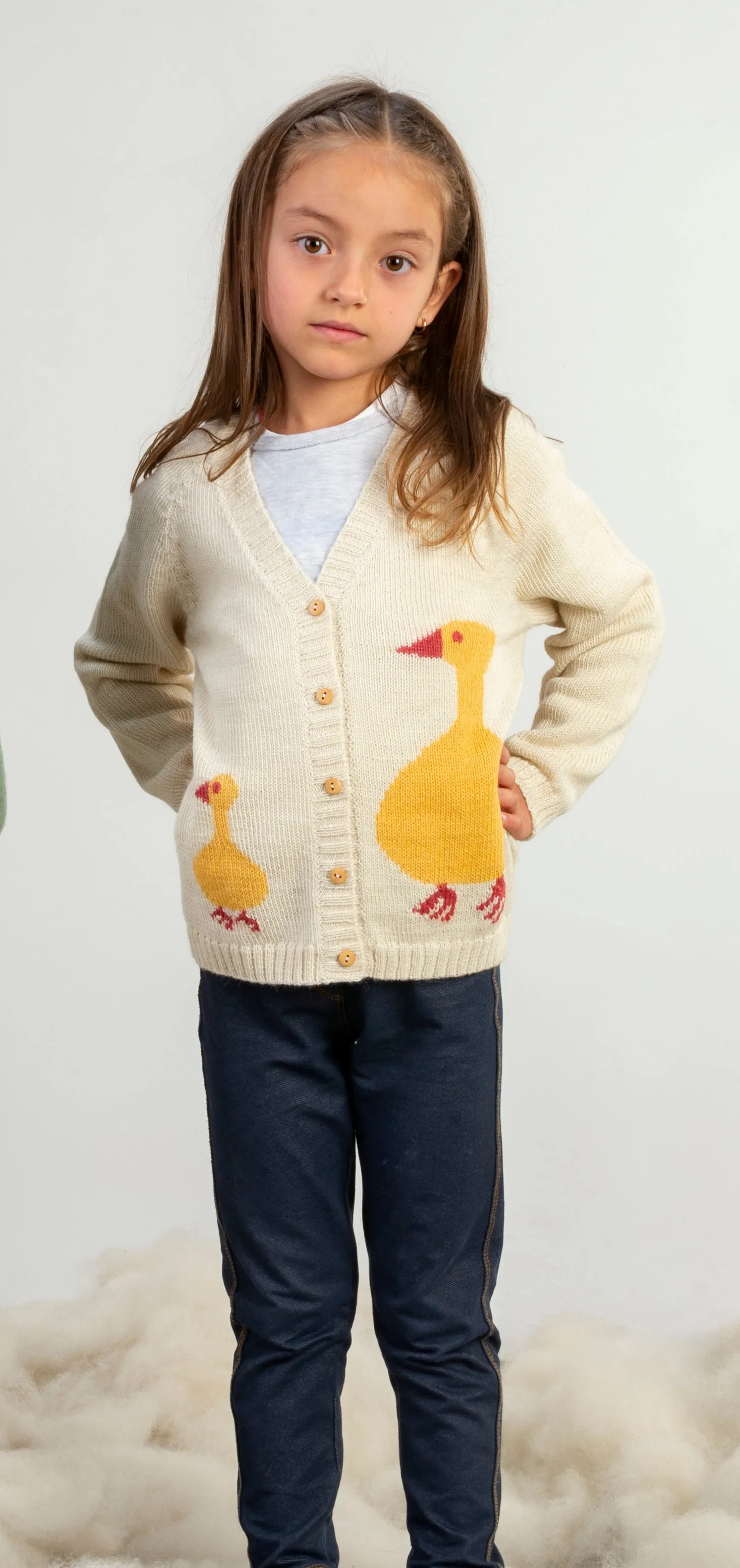 NW535 DUCK ON CREAM CARDIGAN