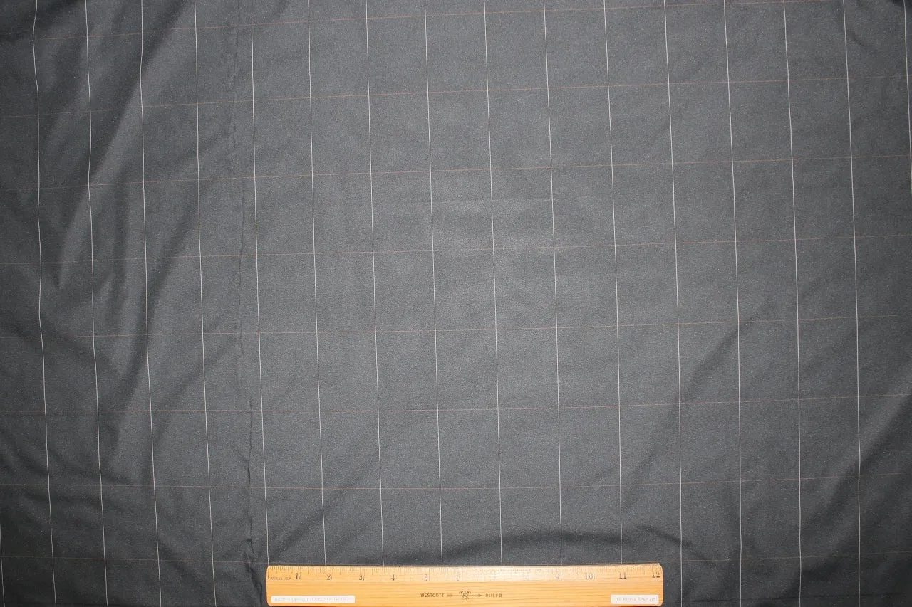 NY Designer Windowpane Plaid Raincoating Taffeta - Dark Gray/Tan