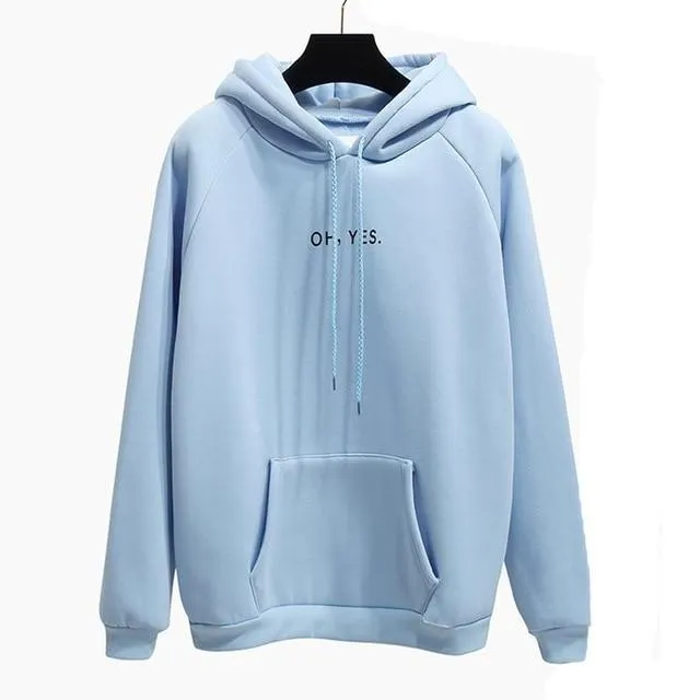 Oh Yes Letter Harajuku Winter Fleece Pullover