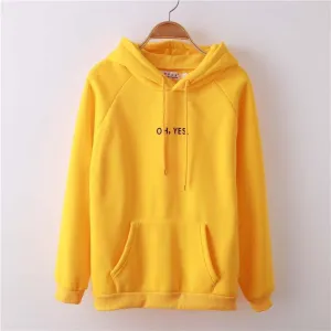 Oh Yes Letter Harajuku Winter Fleece Pullover