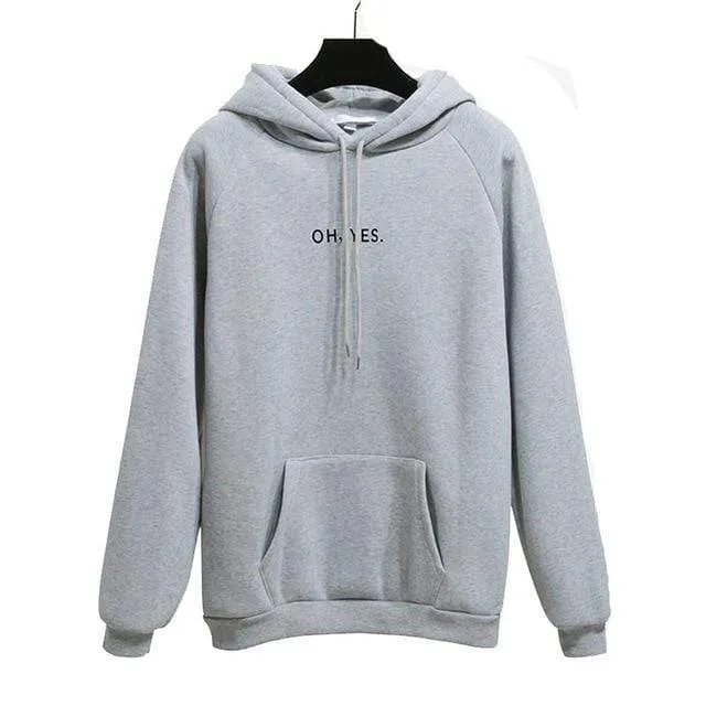 Oh Yes Letter Harajuku Winter Fleece Pullover