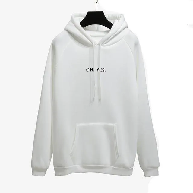 Oh Yes Letter Harajuku Winter Fleece Pullover