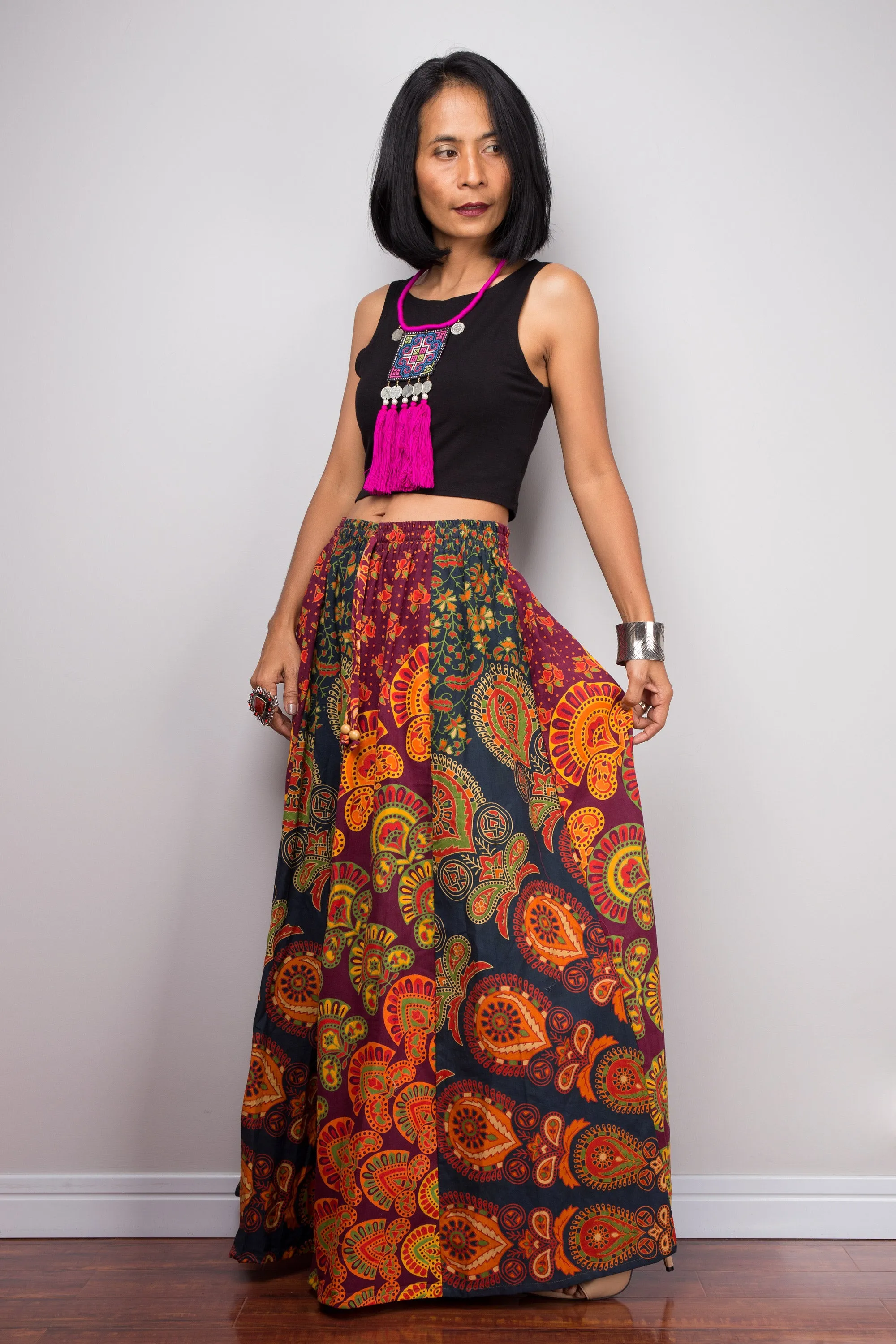 Patchwork Skirt | Maxi skirt | Flowy gypsy festival skirt | Boho Cotton skirt