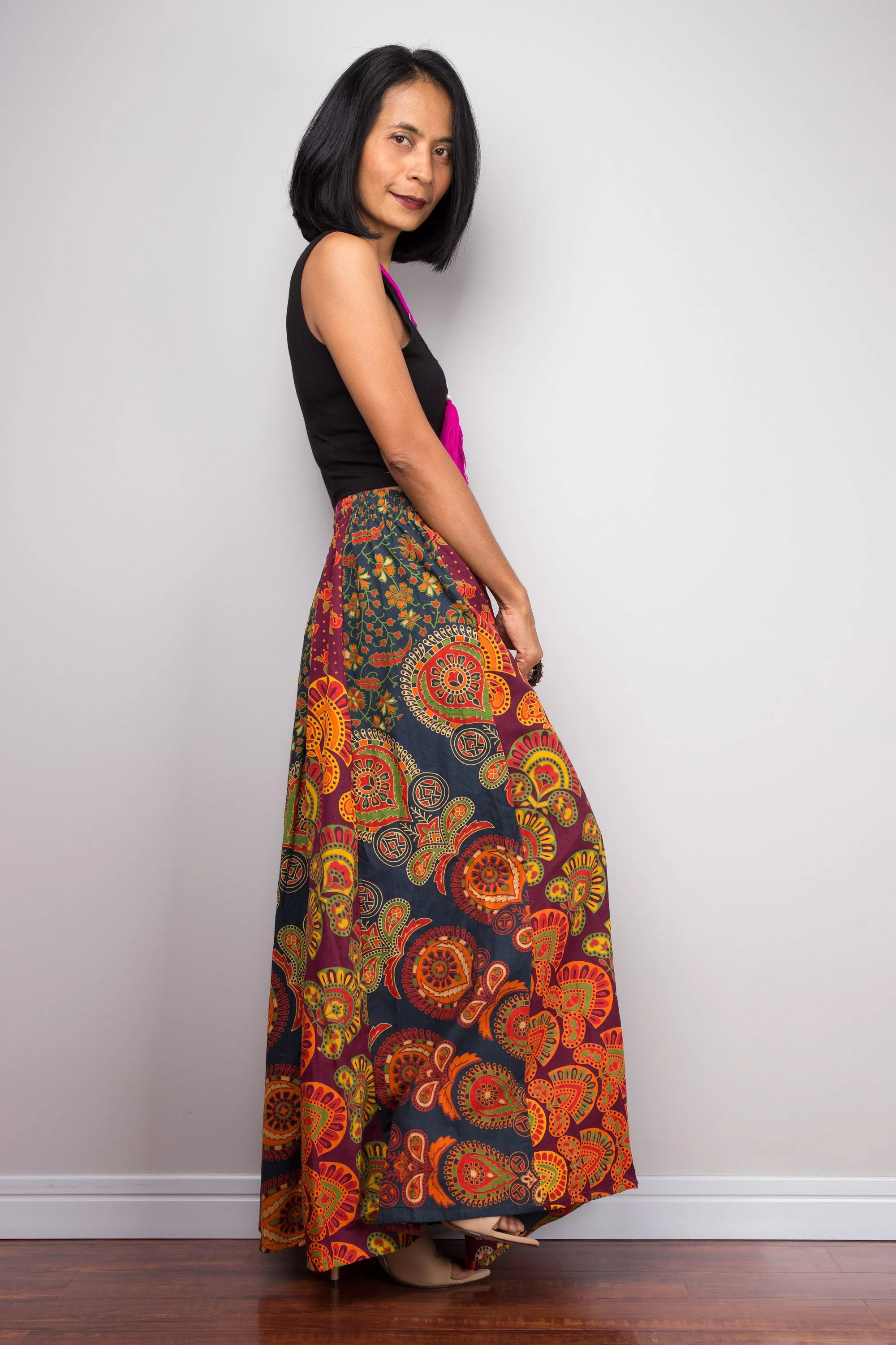 Patchwork Skirt | Maxi skirt | Flowy gypsy festival skirt | Boho Cotton skirt