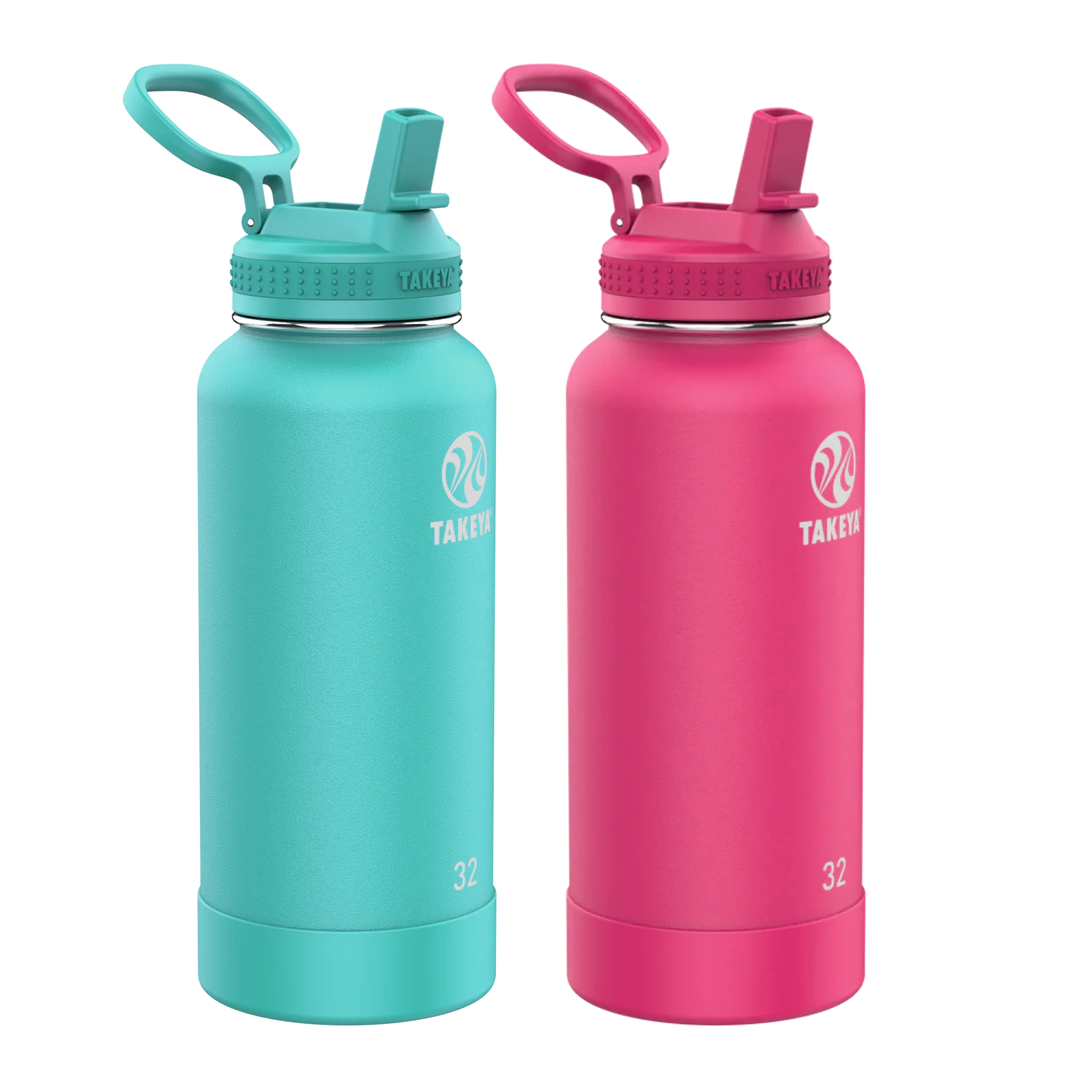 Pickleball Savings Bundle 2pc - 32 oz Dropshot Teal Straw Lid, 32 oz Backspin Pink Straw Lid