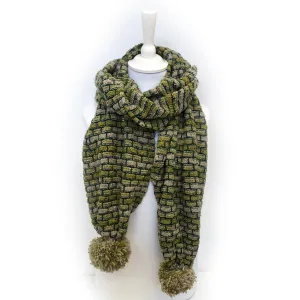 Pom Pom scarf - green