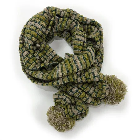 Pom Pom scarf - green