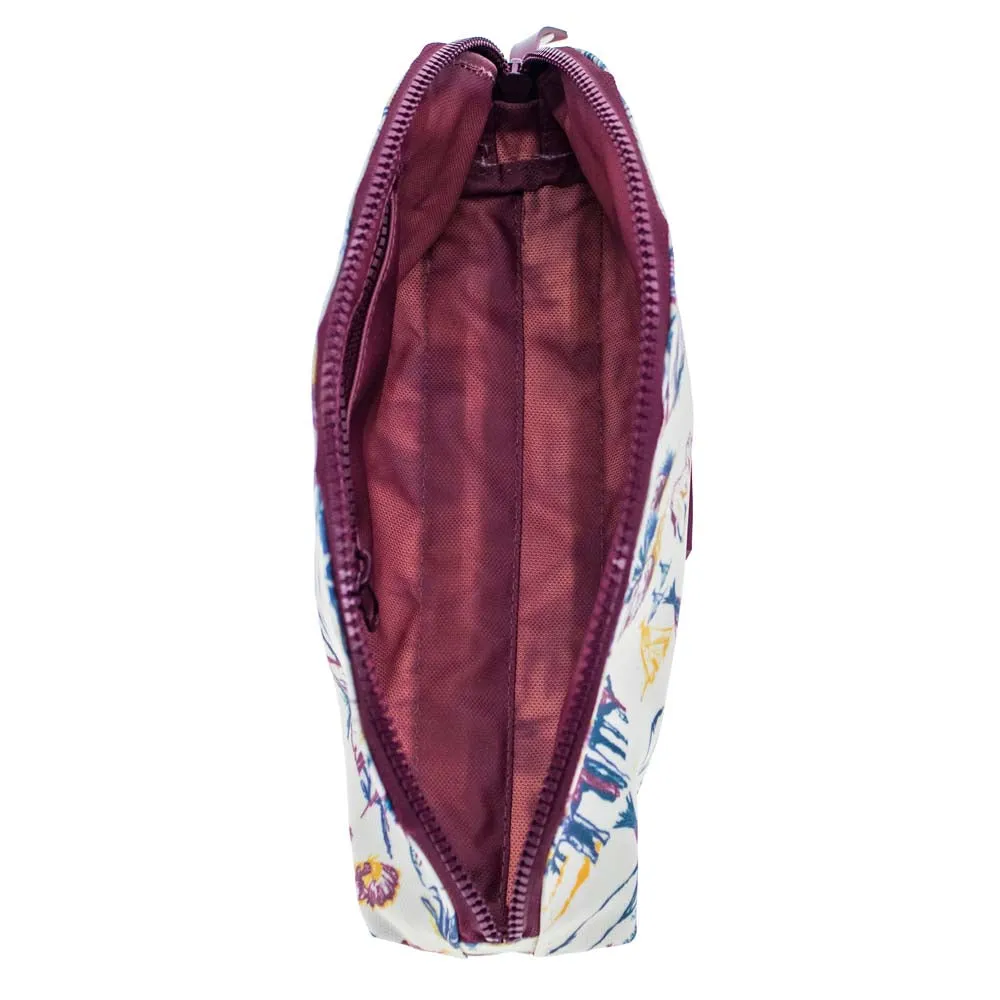 "Hooey Large Accessory Bag" Cream w/ Maroon Print