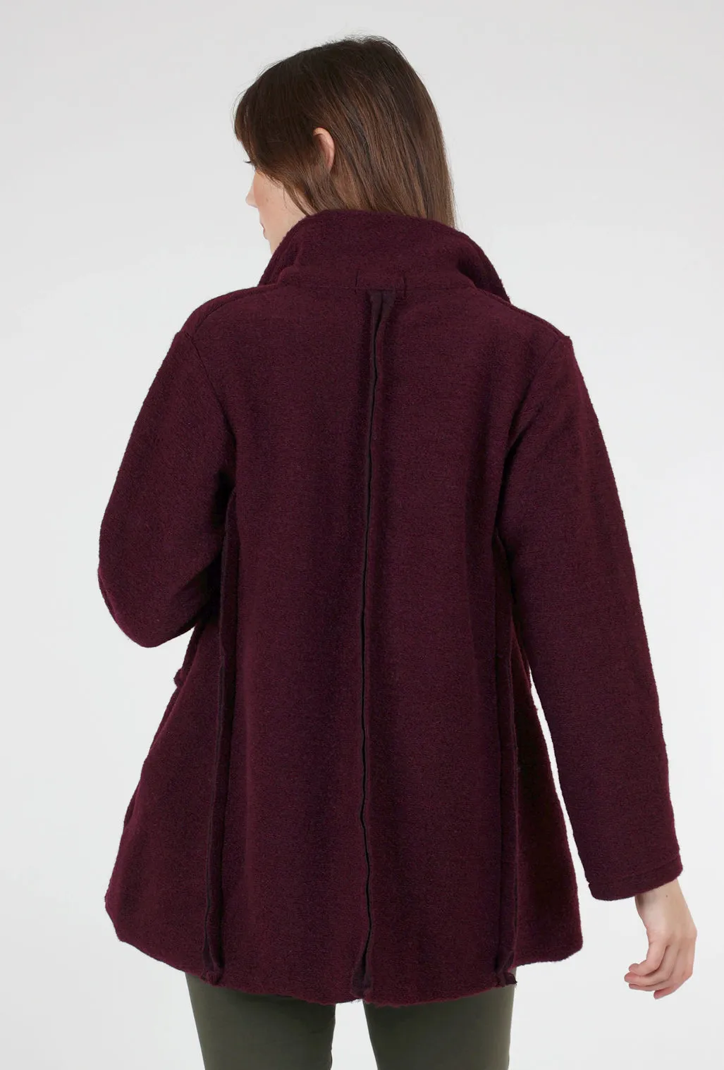 Raw-Trim Wool-Blend Jacket, Plum