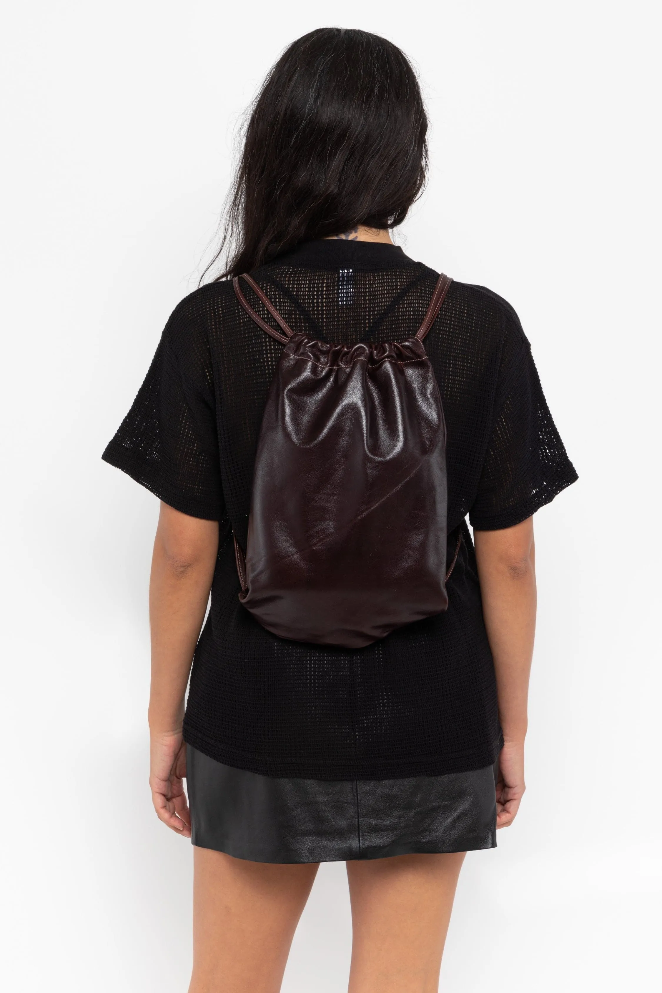 RLH3414 - Unisex Leather Drawstring Backpack