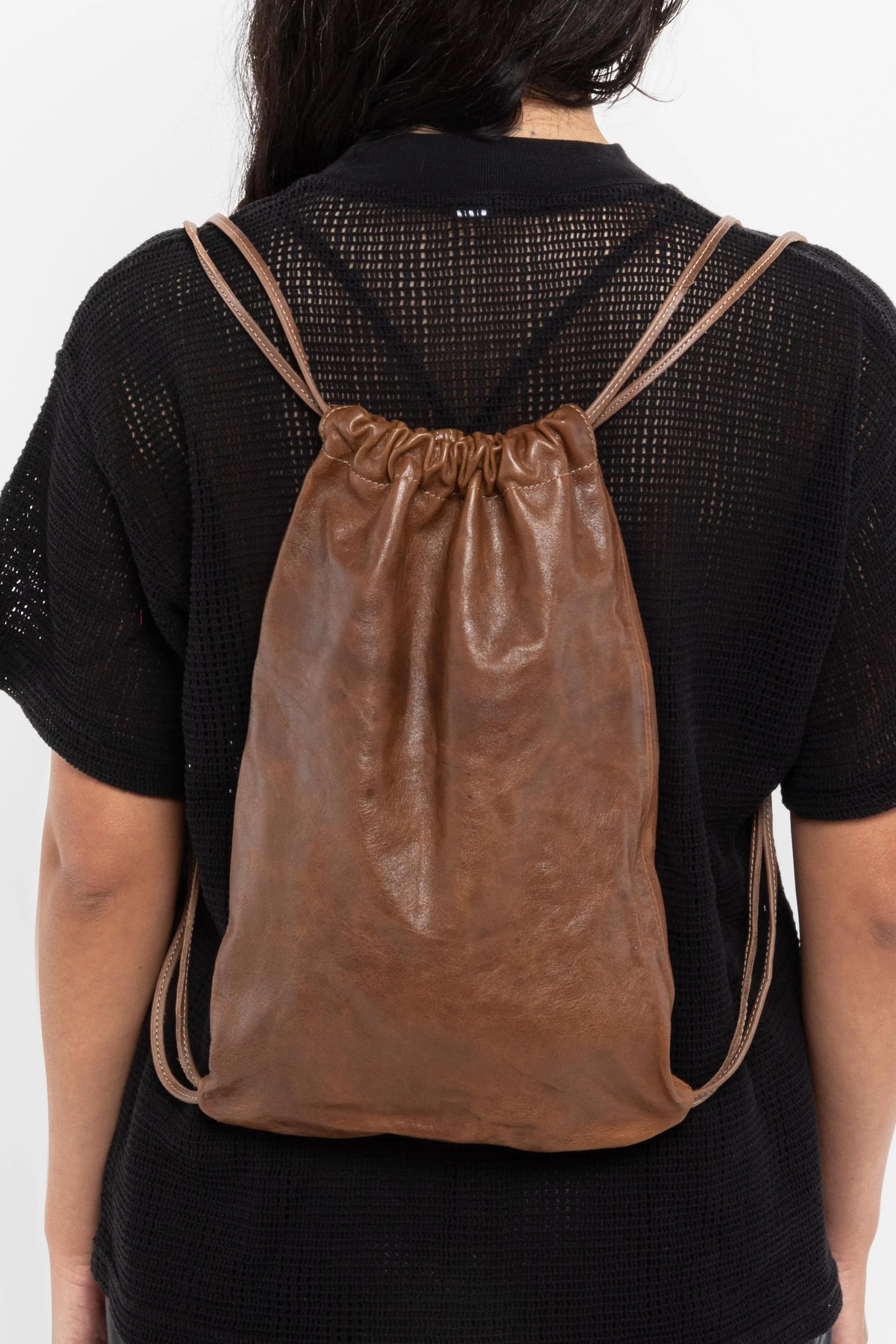 RLH3414 - Unisex Leather Drawstring Backpack