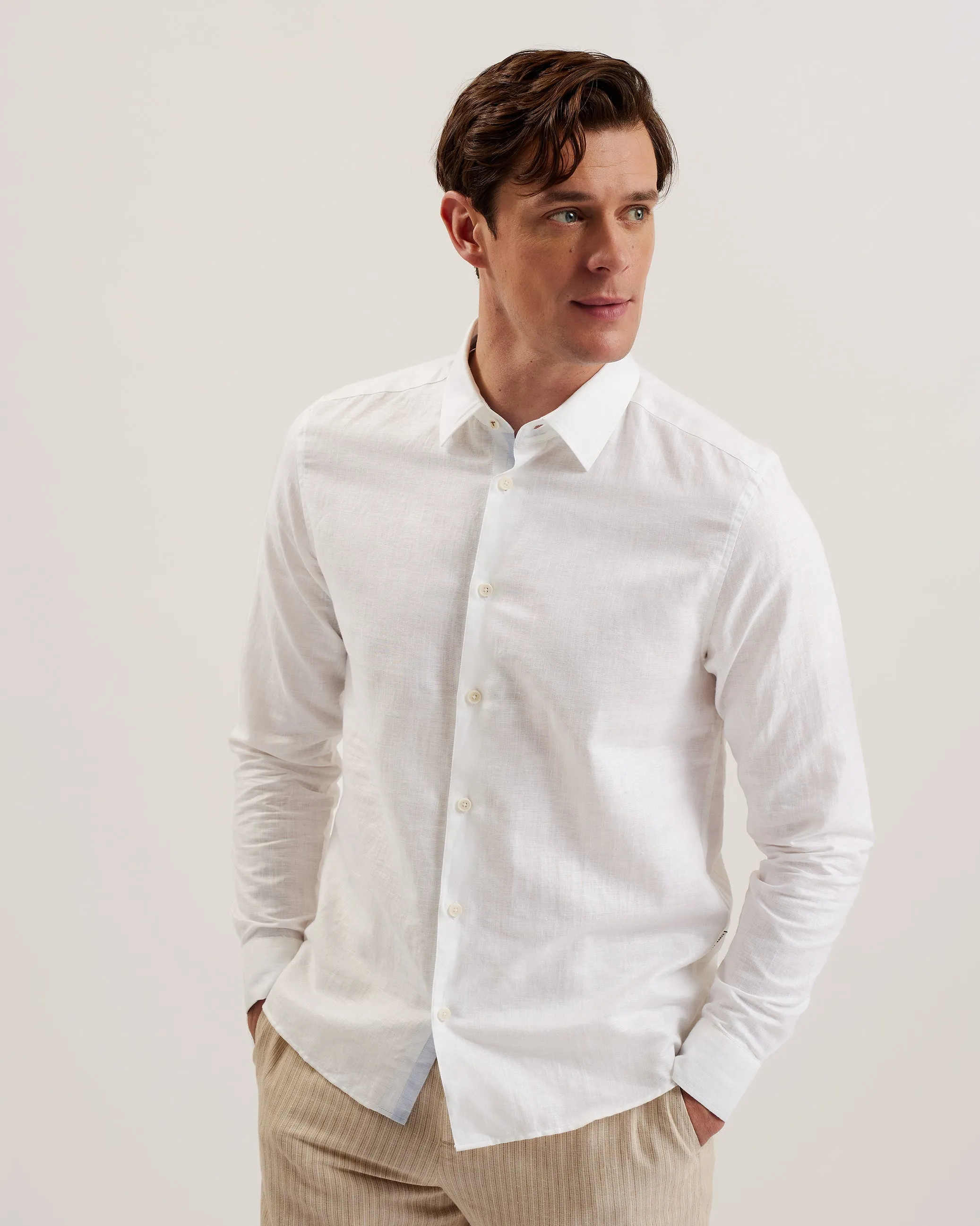 Romeos Ls Linen Shirt White