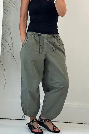 Street Style Drawstring Elastic Waist Pocketed Cargo Pants