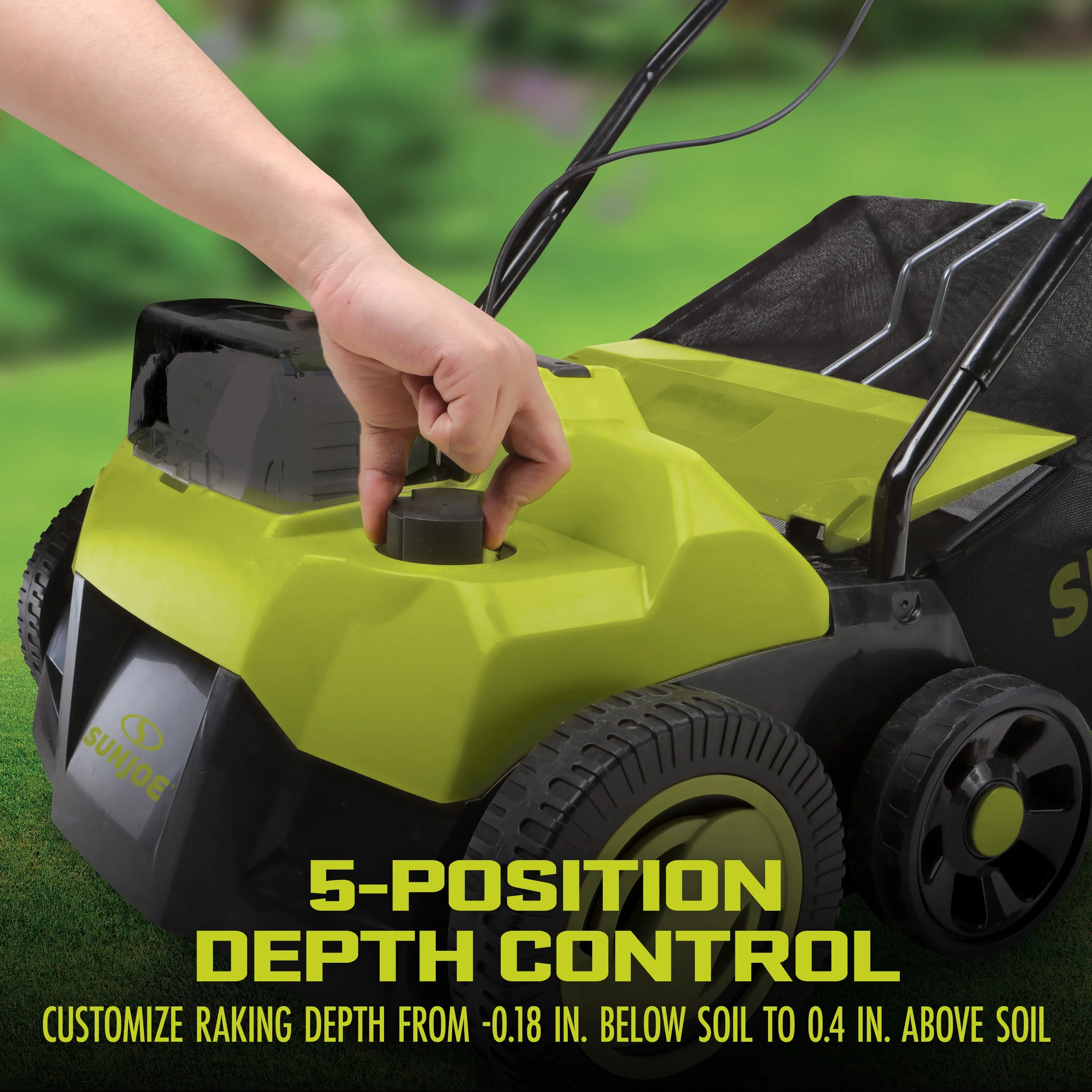 Sun Joe 24V-X2-DTS15-CT 24-Volt Cordless Scarifier   Dethatcher | 5-Depth Positions | 15-inch | Brushless Motor | Tool Only