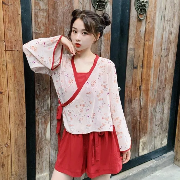 Women's Chinoiserie V-neck Loose Chiffon Shirts